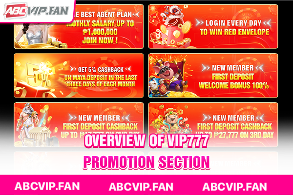 Overview of VIP777 promotion section